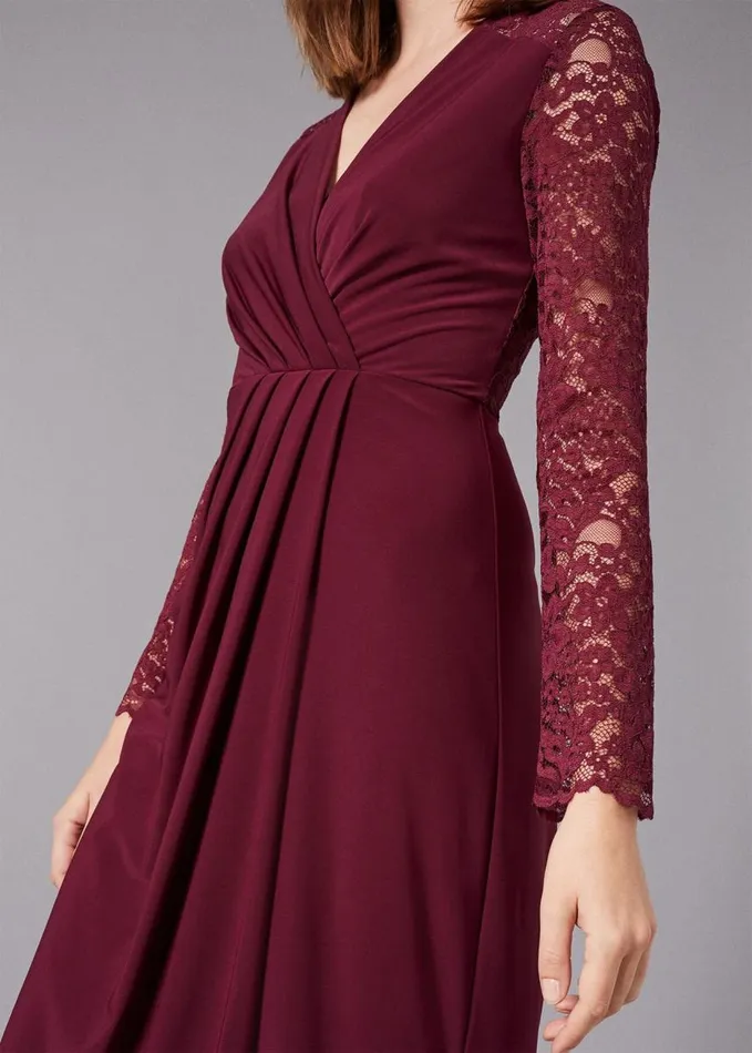 Phase Eight Elanor Lace Maxi Dress Berry Women Dresses