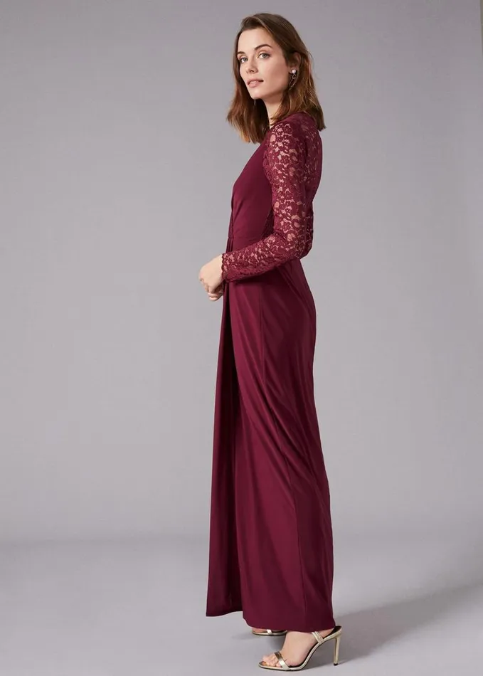 Phase Eight Elanor Lace Maxi Dress Berry Women Dresses