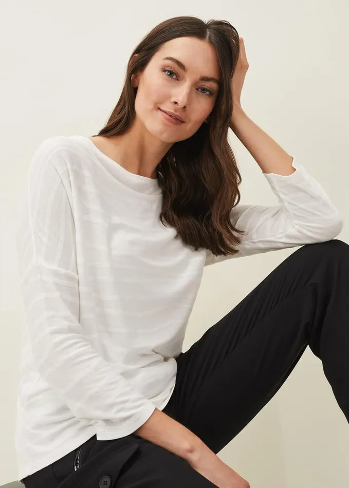 Phase Eight Ellise Textured Wrap Top Ivory Women Tops and TShirts