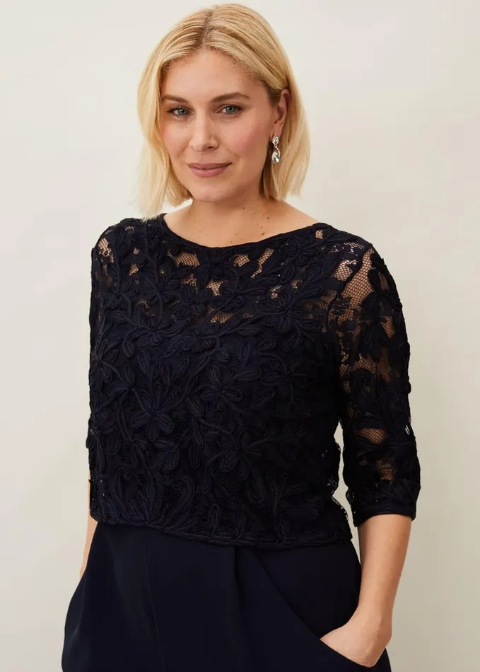 Phase Eight Elodie Tapework Jumpsuit Navy Women Dresses