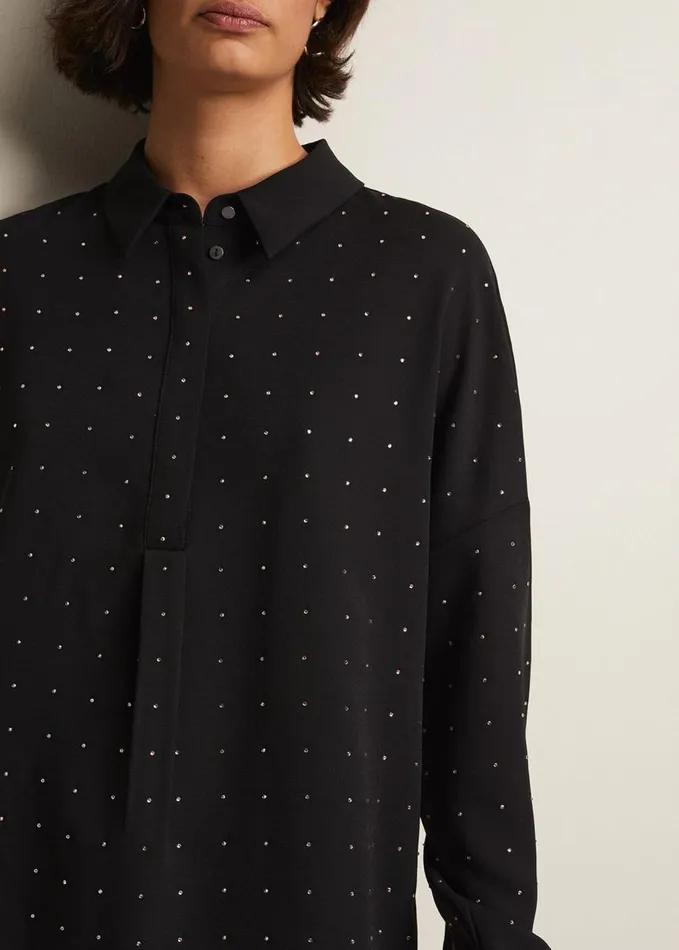 Phase Eight Elowen Embellished Longline Shirt Black Women Shirts and Blouses