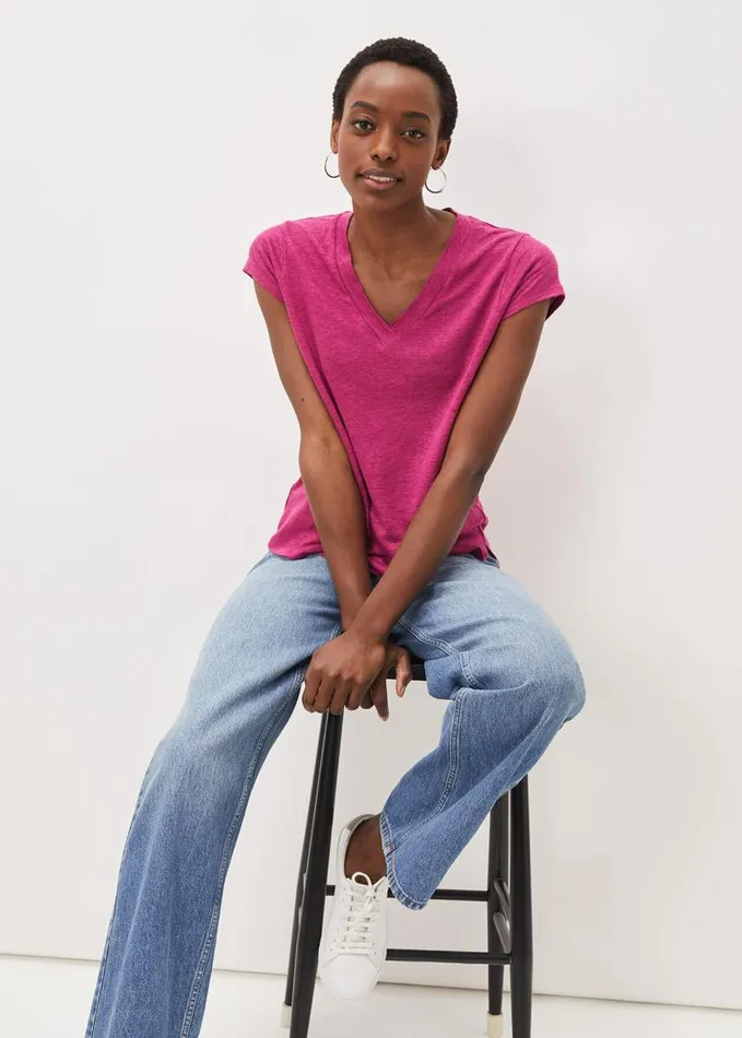 Phase Eight Emera Linen Top Orchid Women Tops and TShirts
