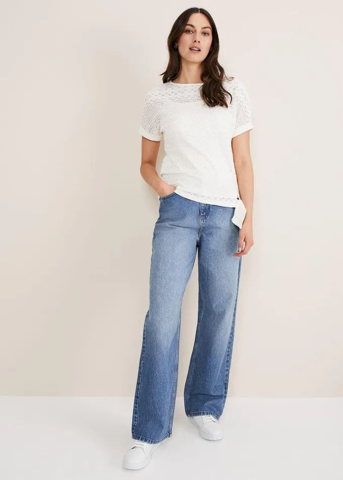 Phase Eight Emmlyn Lace Textured Top Ivory Women Tops and TShirts