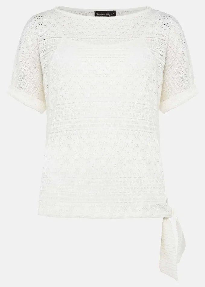 Phase Eight Emmlyn Lace Textured Top Ivory Women Tops and TShirts