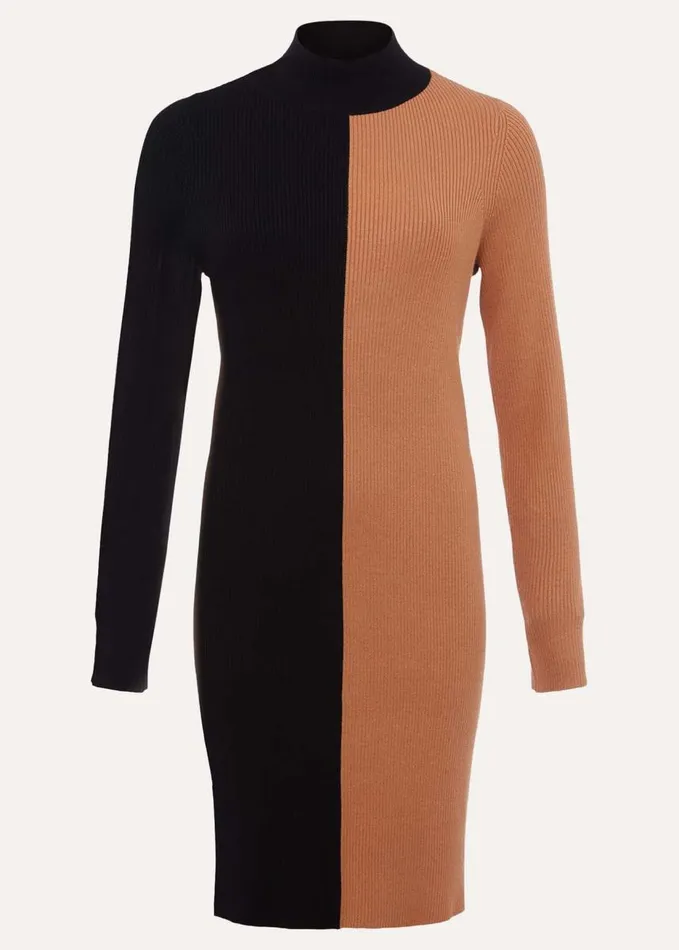 Phase Eight Eris Ribbed Colour Block Knit Tunic Amberblack Women Dresses
