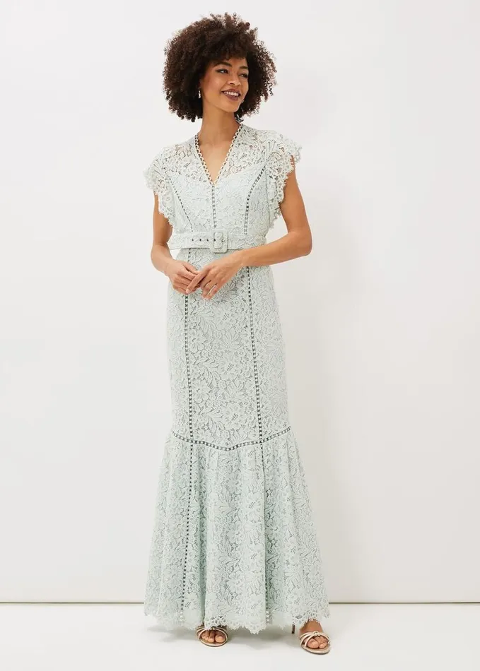 Phase Eight Esmerelda Lace Belted Fishtail Dress Mint Women Dresses