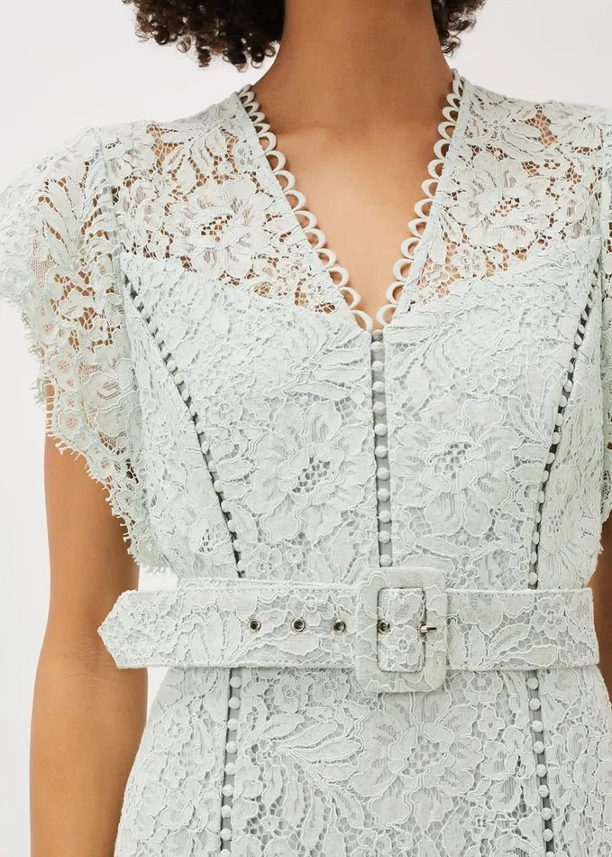 Phase Eight Esmerelda Lace Belted Fishtail Dress Mint Women Dresses