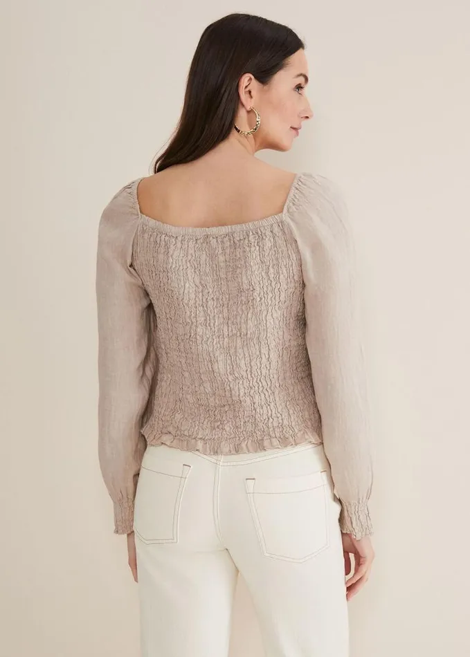 Phase Eight Esty Linen Blouse Stone Women Shirts and Blouses