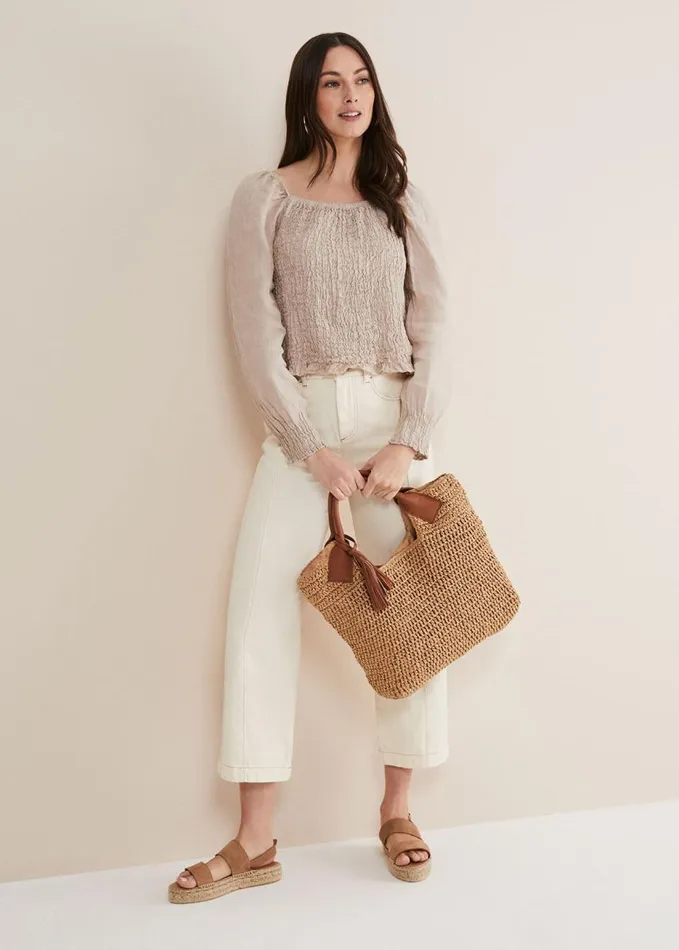 Phase Eight Esty Linen Blouse Stone Women Shirts and Blouses