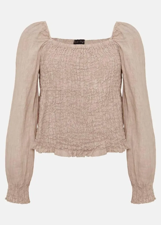 Phase Eight Esty Linen Blouse Stone Women Shirts and Blouses