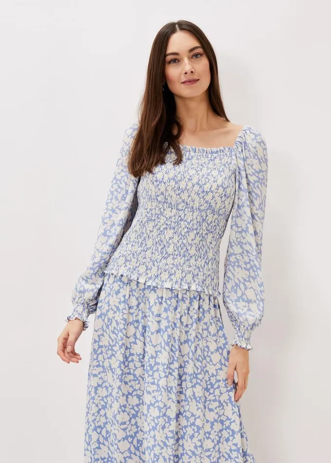 Phase Eight Esty Square Neck Blouse Powder Blue Women Shirts and Blouses