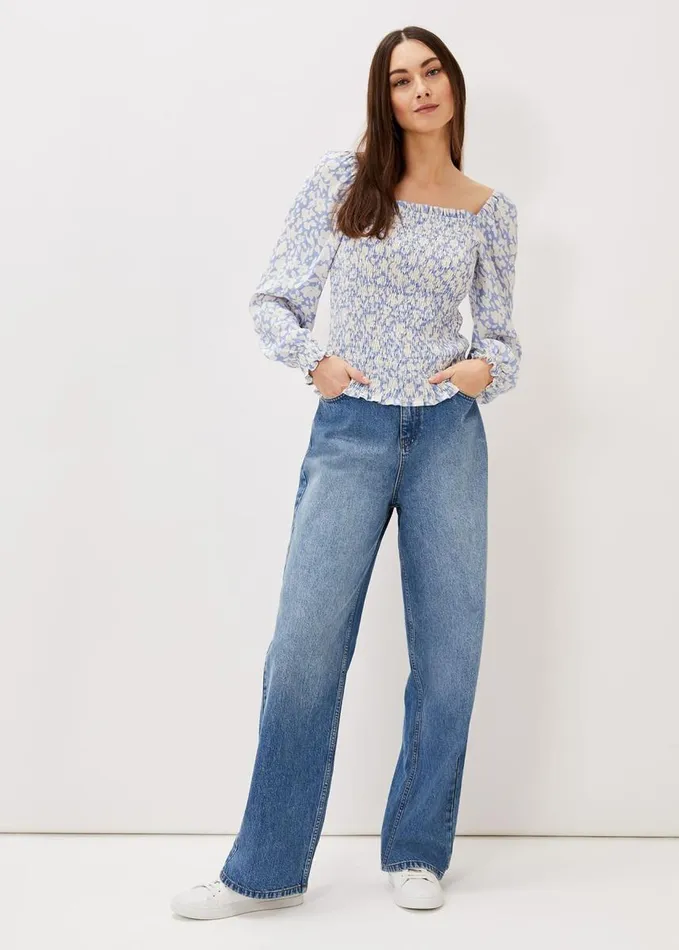 Phase Eight Esty Square Neck Blouse Powder Blue Women Shirts and Blouses