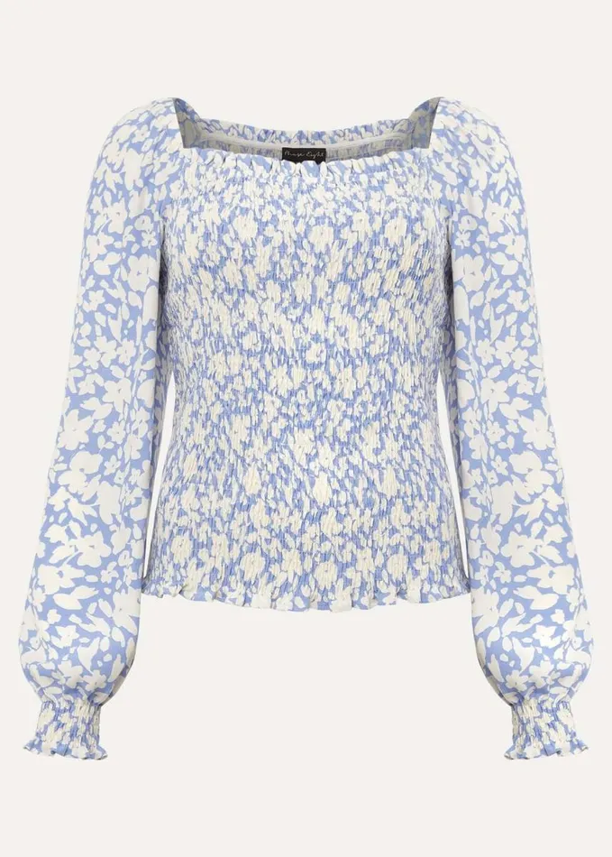 Phase Eight Esty Square Neck Blouse Powder Blue Women Shirts and Blouses