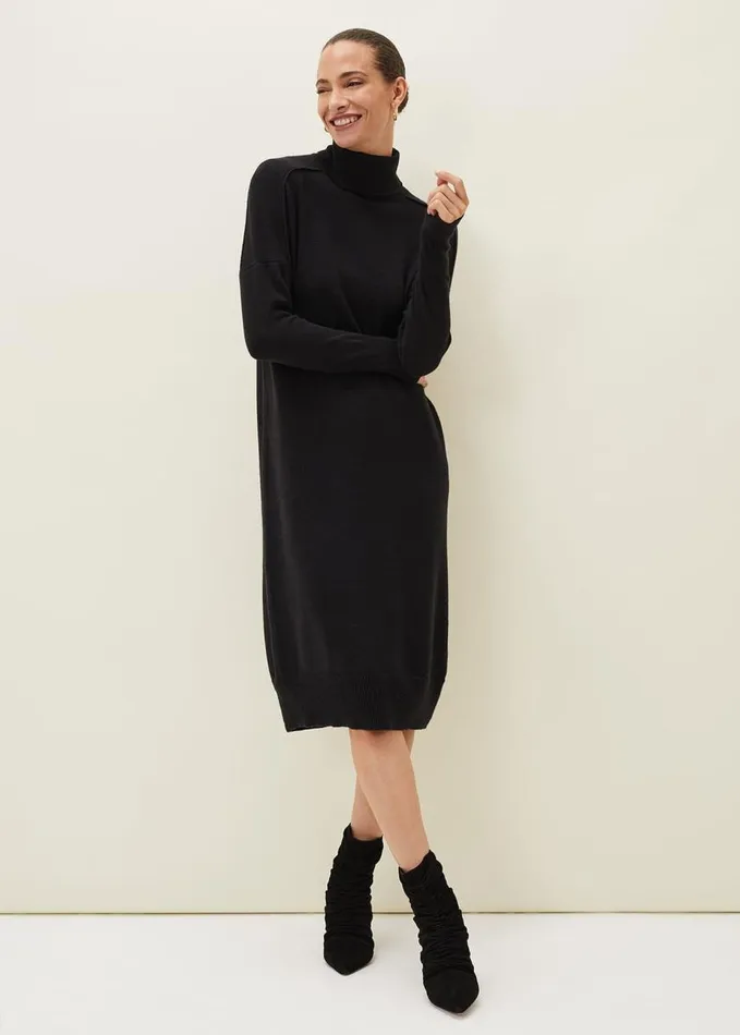 Phase Eight Eveleen Midi Knit Dress Black Women Dresses