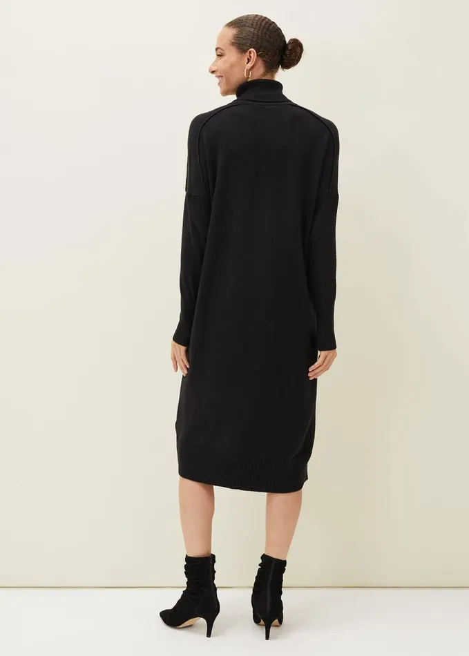 Phase Eight Eveleen Midi Knit Dress Black Women Dresses