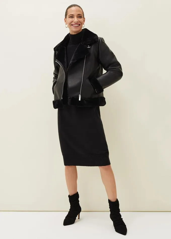Phase Eight Eveleen Midi Knit Dress Black Women Dresses