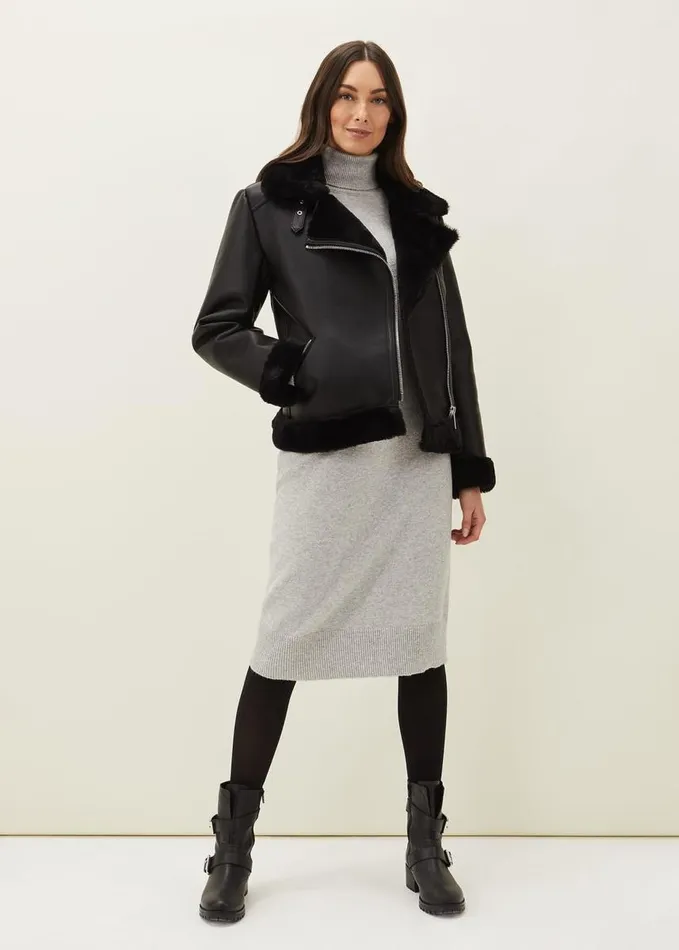 Phase Eight Eveleen Midi Knit Dress Pale Grey Women Dresses