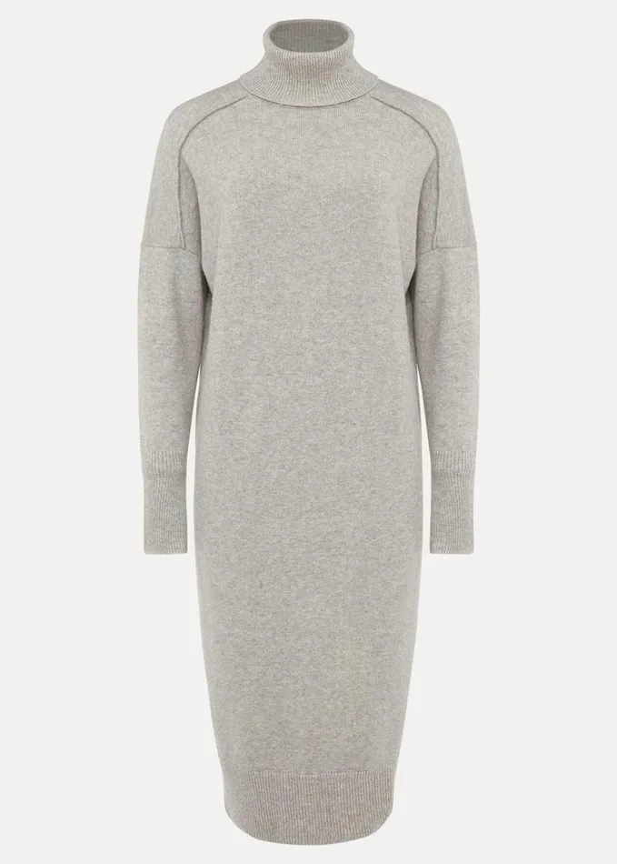Phase Eight Eveleen Midi Knit Dress Pale Grey Women Dresses