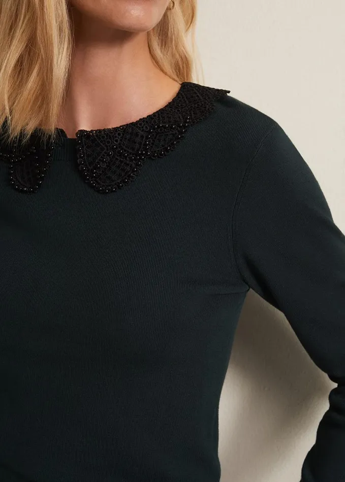 Phase Eight Evelyn Green Fine Knit Top Forest Women Knitwear