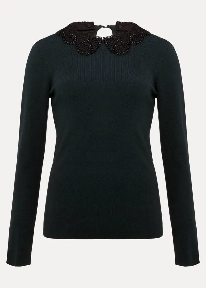 Phase Eight Evelyn Green Fine Knit Top Forest Women Knitwear