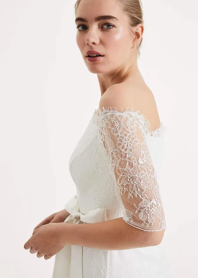 Phase Eight Evette Lace Wedding Dress Pale Cream Women Dresses