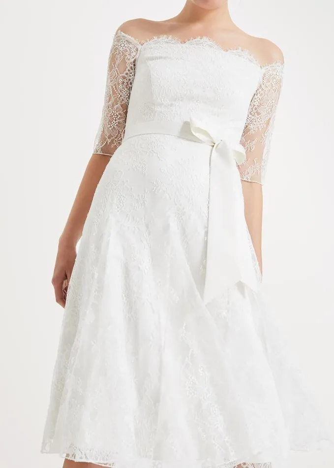 Phase Eight Evette Lace Wedding Dress Pale Cream Women Dresses