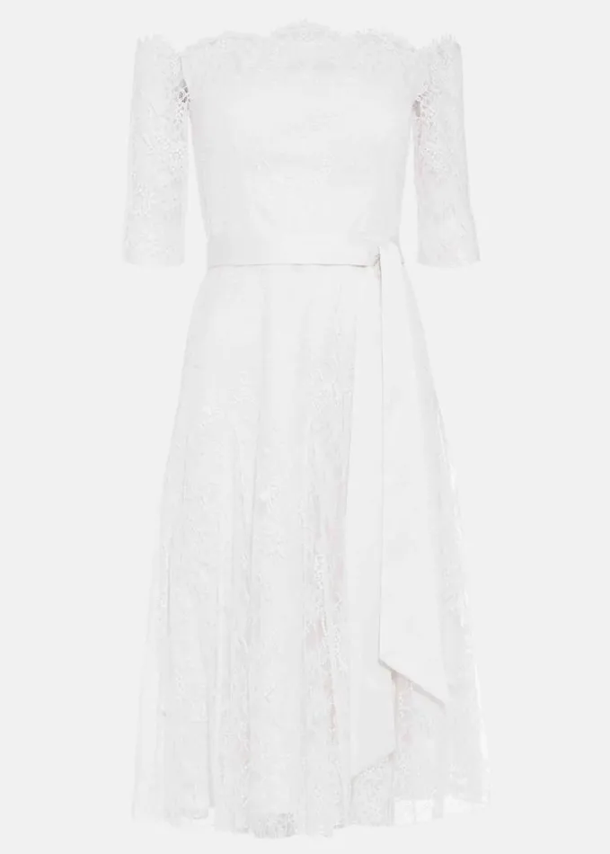 Phase Eight Evette Lace Wedding Dress Pale Cream Women Dresses