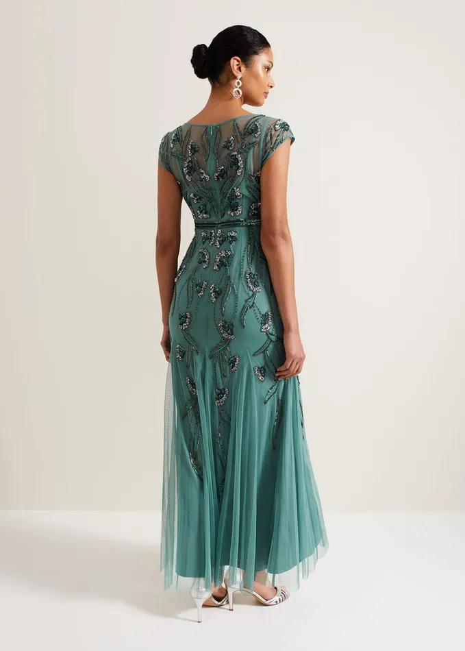 Phase Eight Evonne Beaded Maxi Dress Light Green Women Dresses