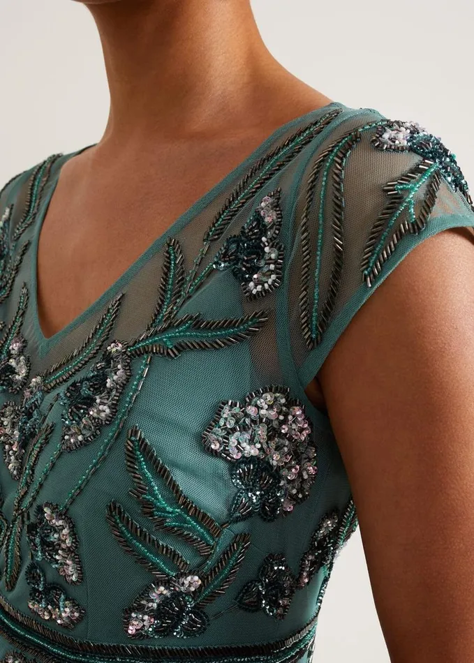 Phase Eight Evonne Beaded Maxi Dress Light Green Women Dresses