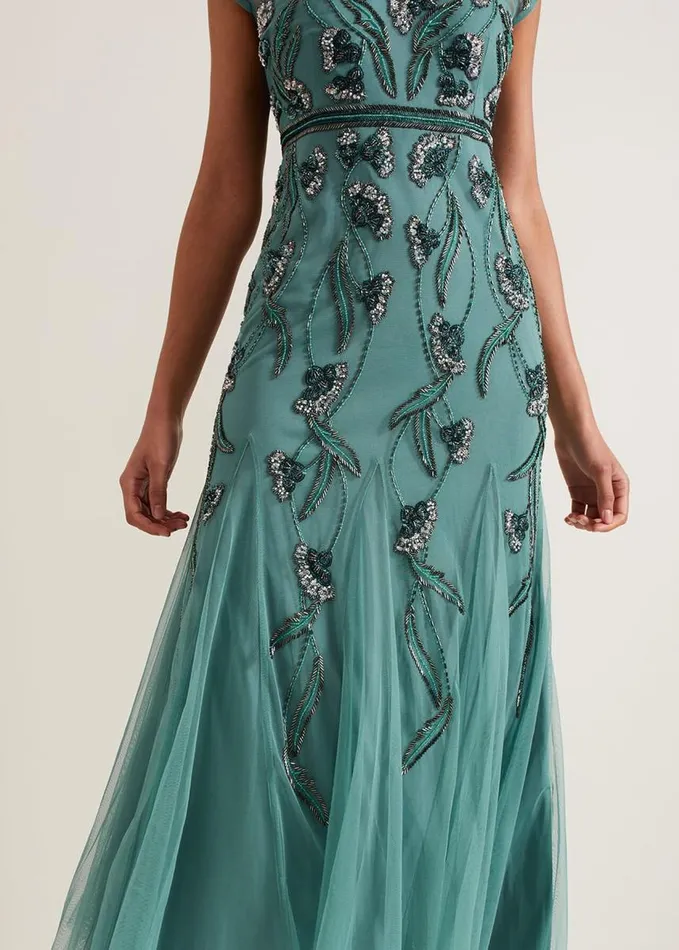 Phase Eight Evonne Beaded Maxi Dress Light Green Women Dresses