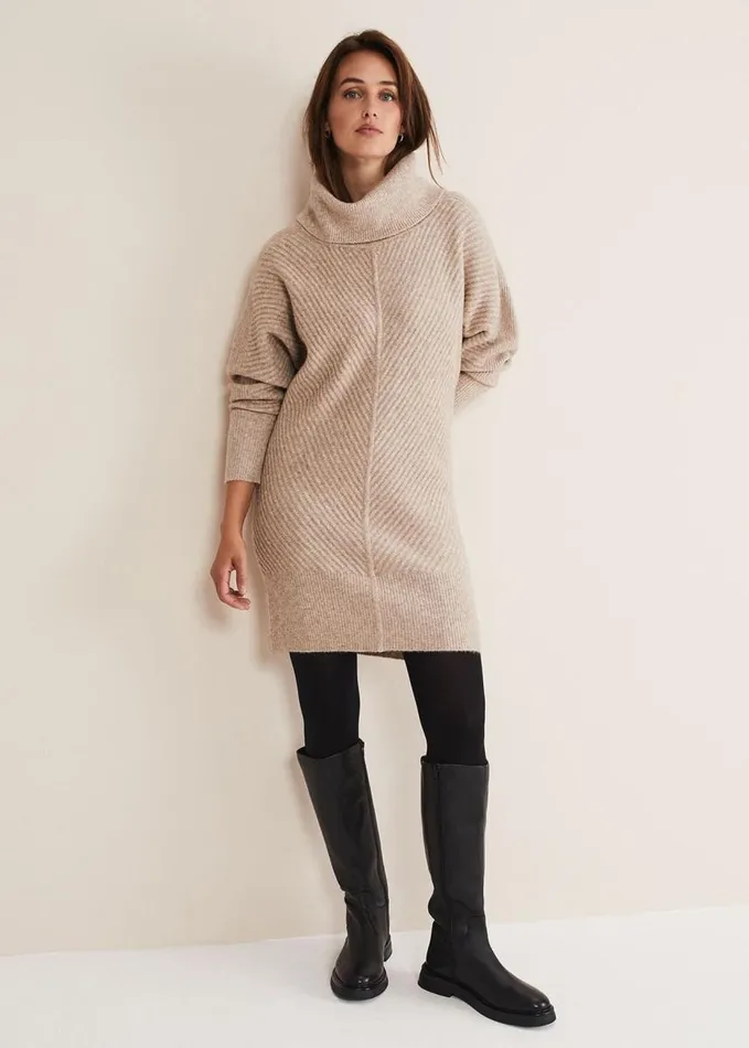 Phase Eight Fillipa Tunic Knit Dress Oatmeal Women Dresses