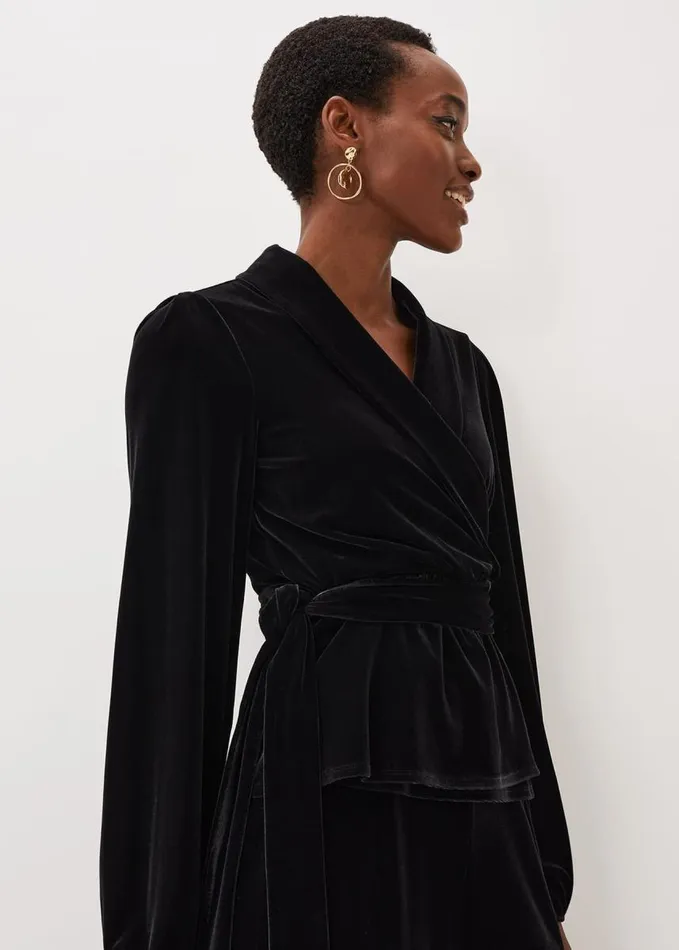 Phase Eight Florentine Velvet CoOrd Top Black Women Tops and TShirts