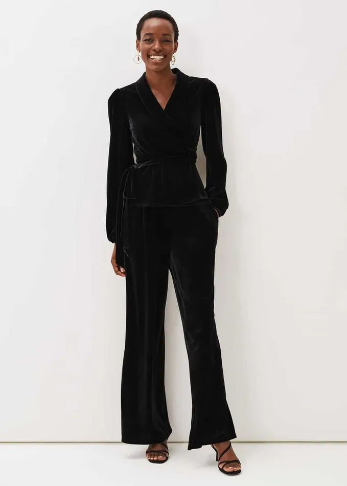Phase Eight Florentine Velvet CoOrd Top Black Women Tops and TShirts
