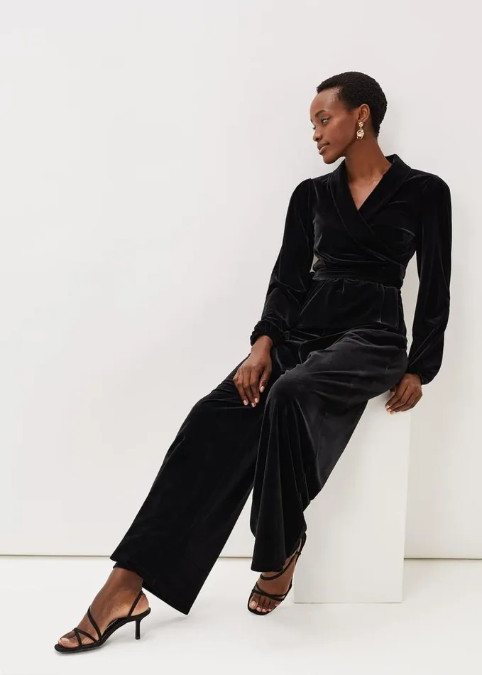 Phase Eight Florentine Velvet CoOrd Top Black Women Tops and TShirts