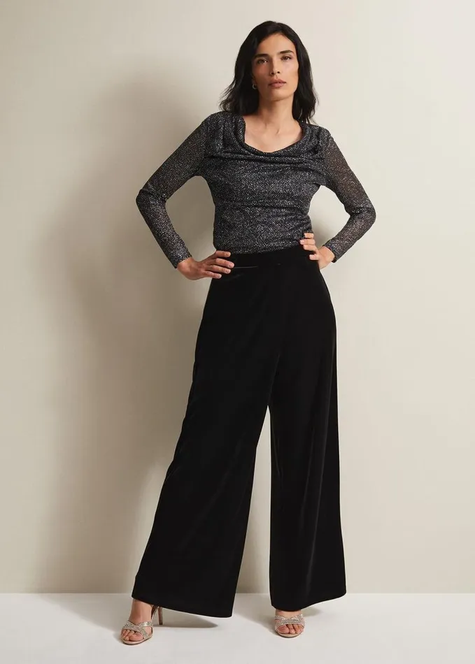 Phase Eight Florentine Velvet CoOrd Trousers Black Women Trousers