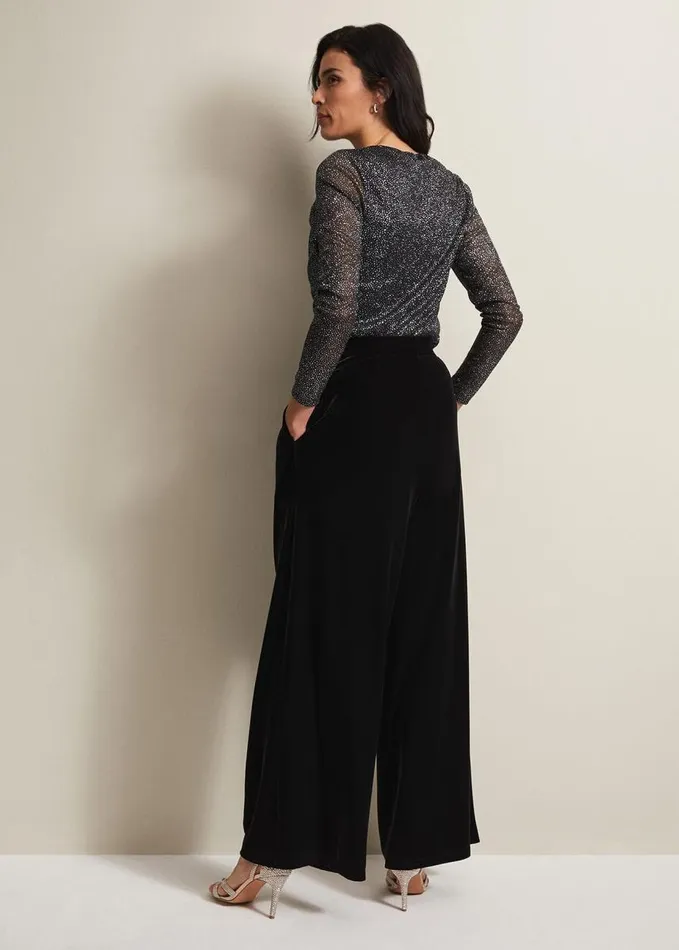 Phase Eight Florentine Velvet CoOrd Trousers Black Women Trousers