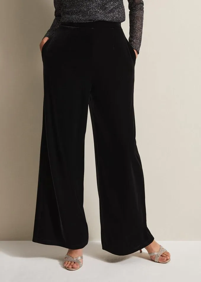 Phase Eight Florentine Velvet CoOrd Trousers Black Women Trousers