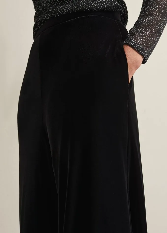 Phase Eight Florentine Velvet CoOrd Trousers Black Women Trousers