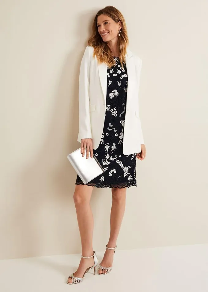 Phase Eight Florisa Embroidered Dress Navy Women Dresses