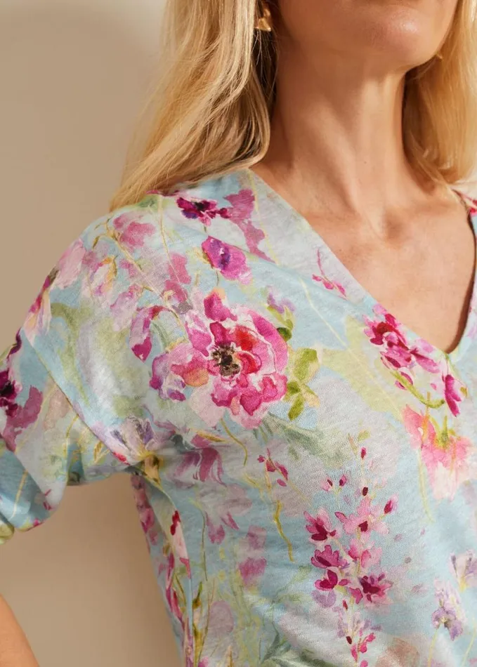 Phase Eight Flossie Floral Linen Top Multicoloured Women Tops and TShirts
