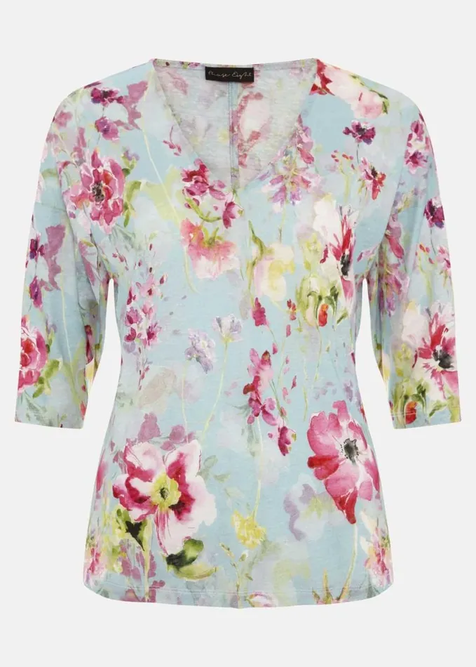 Phase Eight Flossie Floral Linen Top Multicoloured Women Tops and TShirts