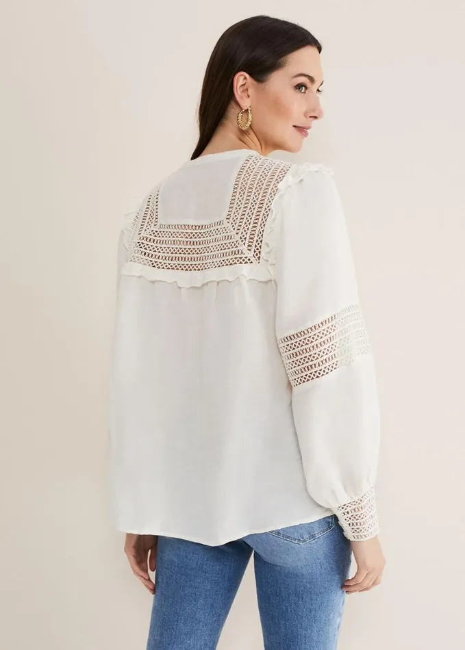 Phase Eight Franki Linen Blouse Ivory Women Shirts and Blouses