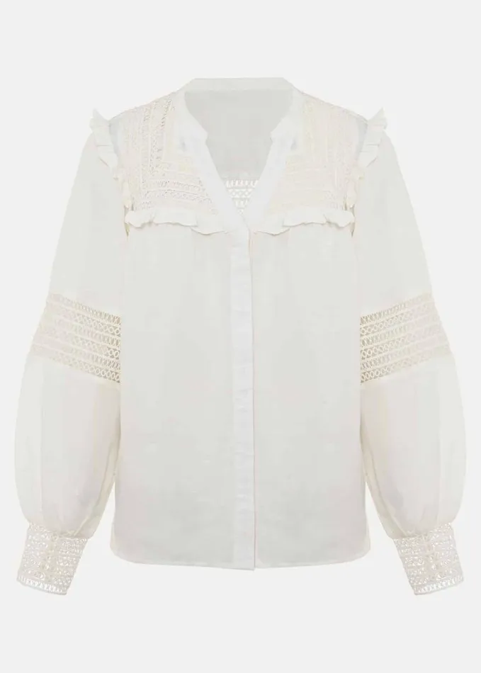 Phase Eight Franki Linen Blouse Ivory Women Shirts and Blouses