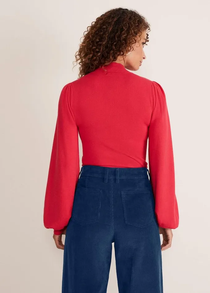 Phase Eight Gemma Balloon Sleeve Fine Knit Jumper Hot Pink Women Knitwear