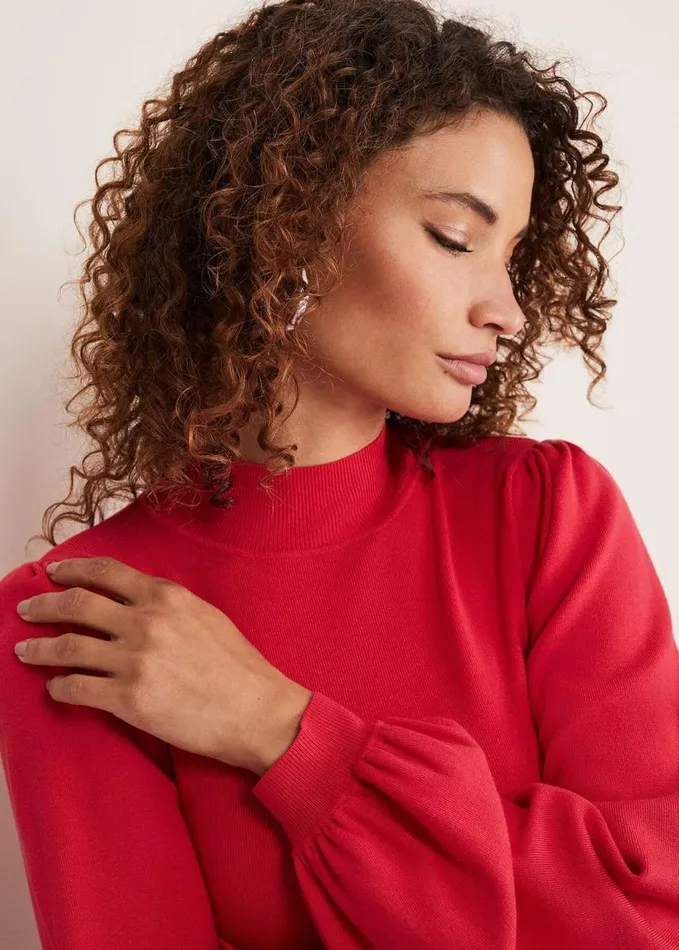 Phase Eight Gemma Balloon Sleeve Fine Knit Jumper Hot Pink Women Knitwear
