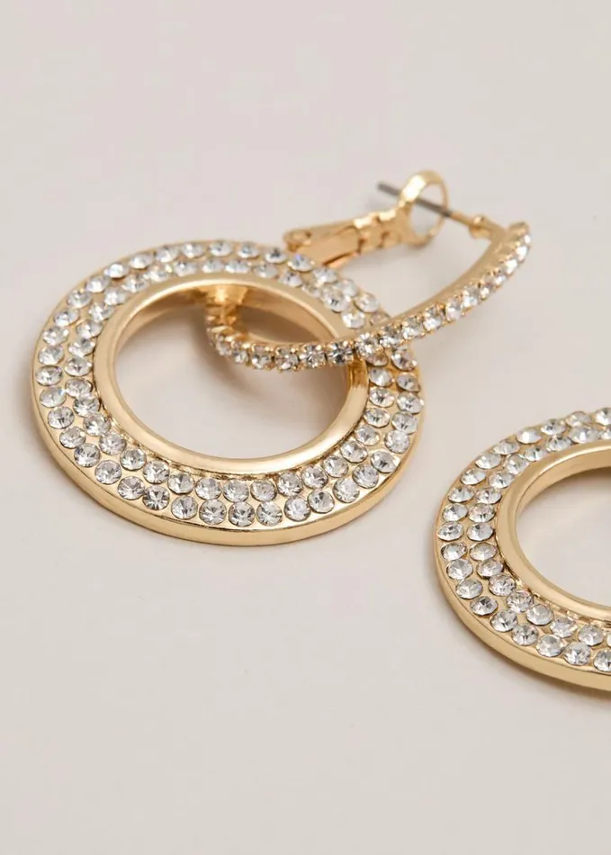 Phase Eight Gold Sparkle Circle Drop Earrings Gold Women Jewellery