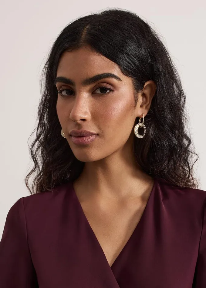 Phase Eight Gold Sparkle Circle Drop Earrings Gold Women Jewellery
