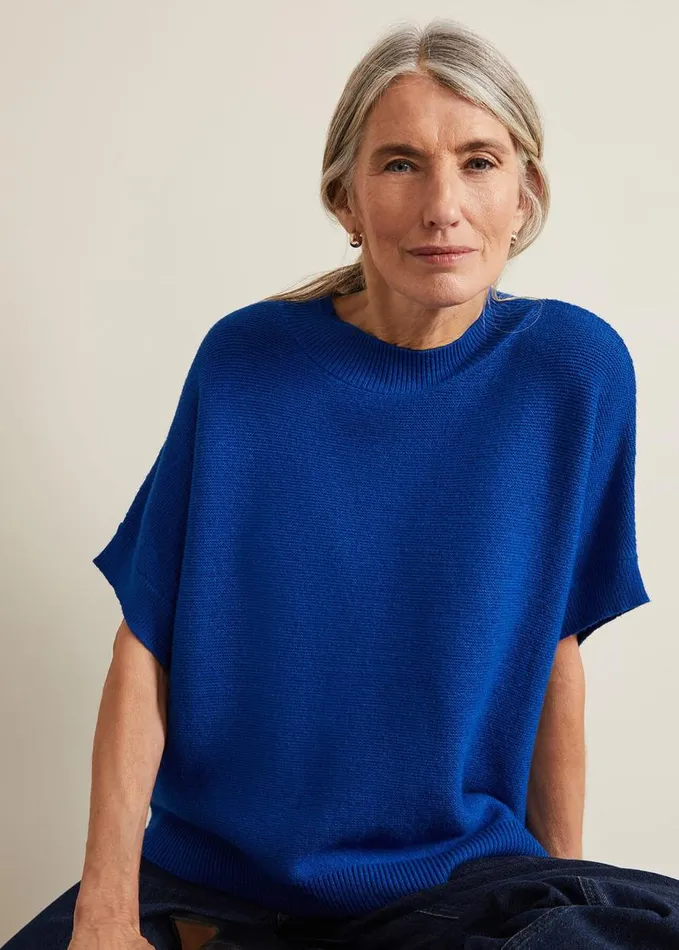 Phase Eight Grace Sleeveless Tabard Top Cobalt Women Knitwear