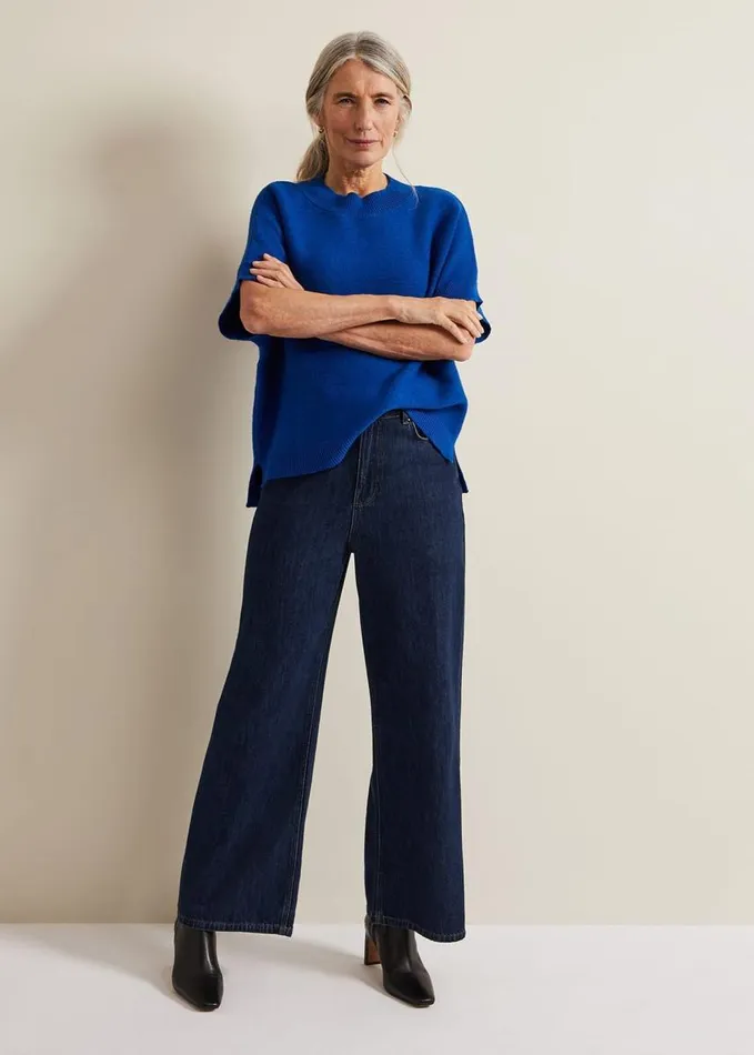 Phase Eight Grace Sleeveless Tabard Top Cobalt Women Knitwear