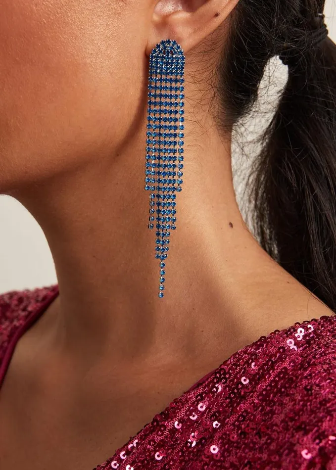 Phase Eight Graduated Stone Drop Earrings Blue Women Jewellery